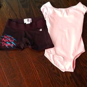 Girls dance leotard and shorts